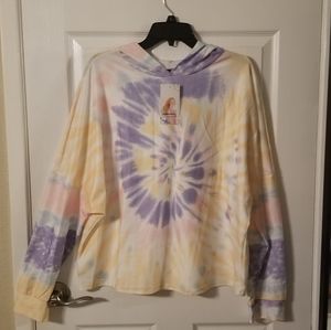 Tie dye print pullover hoodie